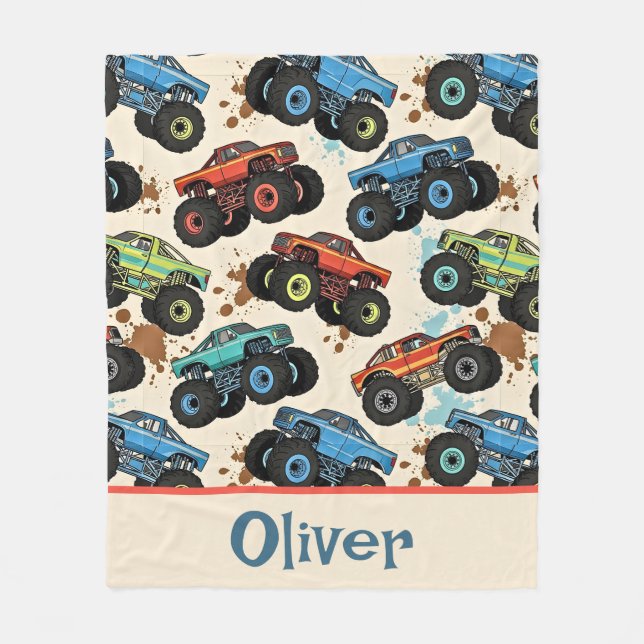 Couverture Polaire Motif de camion monstre coloré (Devant)