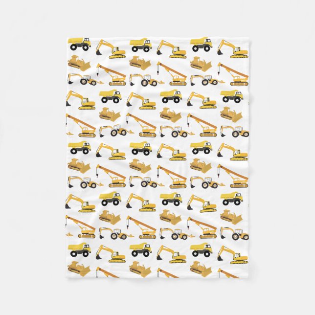 Couverture Polaire Motif de camions de construction (Devant)