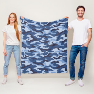 Couverture Polaire Motif de camouflage bleu foncé