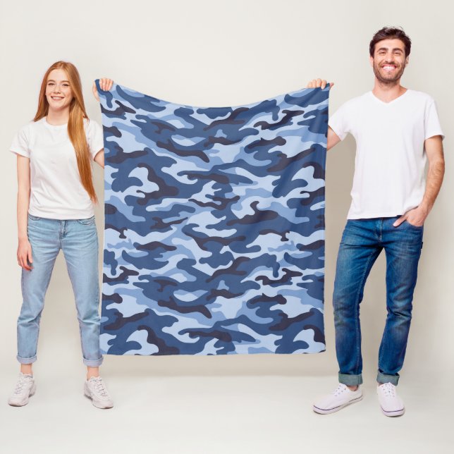 Couverture Polaire Motif de camouflage bleu foncé (En situation)