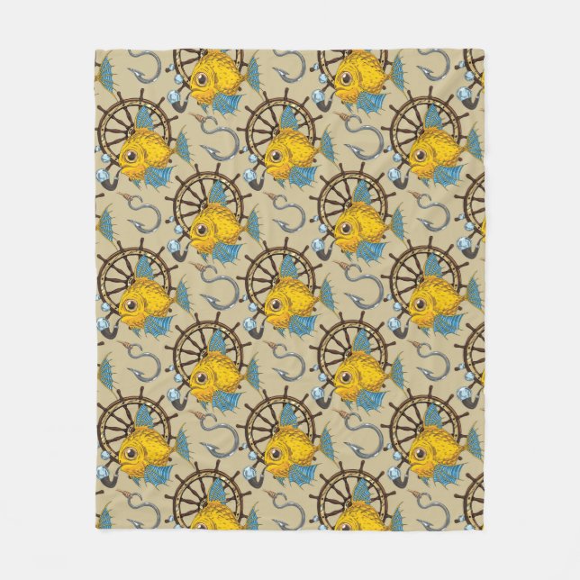 Couverture Polaire Motif de capitaine de la marine marchande poisson (Devant)