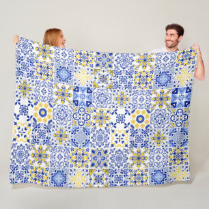 Couverture Polaire Motif de carreaux portugais