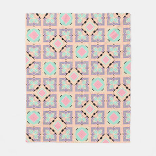 Couverture Polaire Motif de carrelage géométrique pastel   Rose Menth