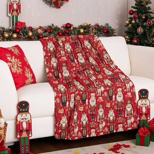 Couverture Polaire Motif de casse-noix rouges Noël (Créateur téléchargé)