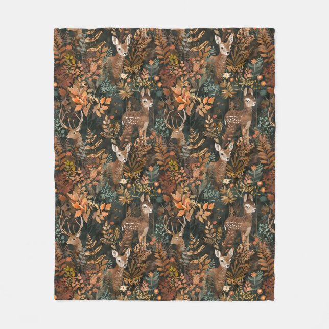 Couverture Polaire Motif de cerfs bruns mignons (Devant)
