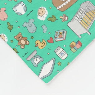 Couverture Polaire Motif de chambre de bébé vert sauge pastel