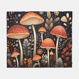 Couverture Polaire Motif de champignons Boho Woodland