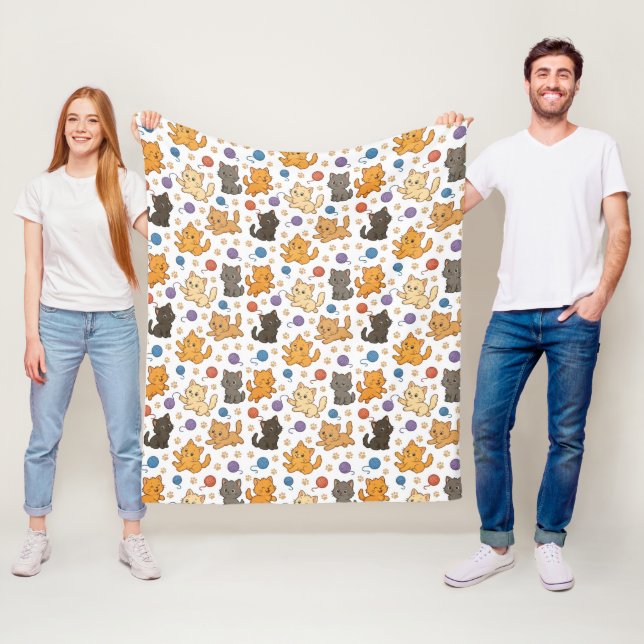 Couverture Polaire Motif de chat mignon (En situation)