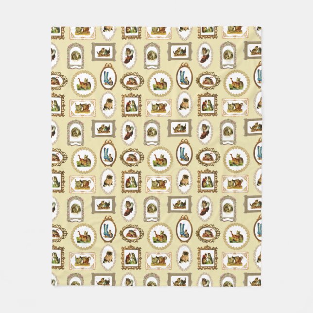 Couverture Polaire Motif de chats encadrés Vintages (Devant)