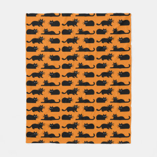 Couverture Polaire Motif de chats noirs   Kitties Black et Orange