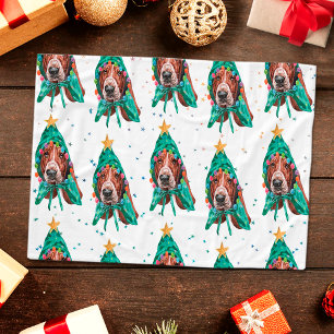 Couverture Polaire Motif de chien Basset Hound mignon pour Noël