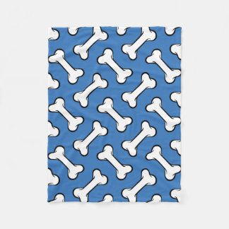 Couverture Polaire Motif de chien Bleu et Bones Blancs amusant