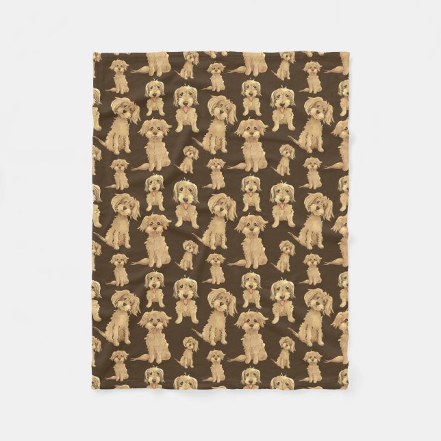 Couverture Polaire Motif de chien Brown labradoodle doré dessin (Devant)