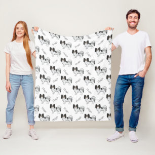 Couverture Polaire Motif de chien de dessin animé Papillon tricolore