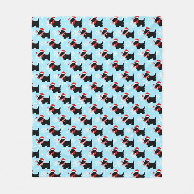 Couverture Polaire Motif de chiens Scottie de Noël (Devant)