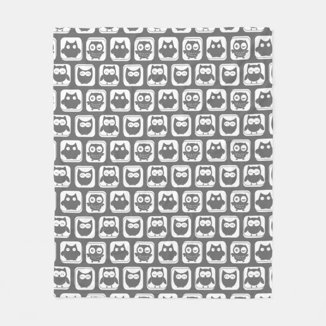 Couverture Polaire Motif de chou gris et blanc (Devant)