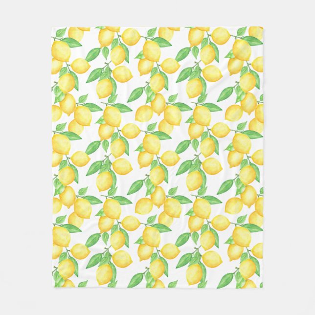 Couverture Polaire Motif de citron agrumes méditerranéen (Devant)