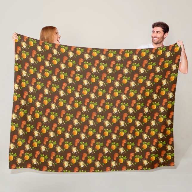 Couverture Polaire Motif de citrouille de saison automnale confortabl (En situation)