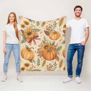 Couverture Polaire Motif de citrouille et de tournesol d'automne conf
