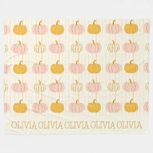 Couverture Polaire Motif de citrouille rose personnalisé rayures oran