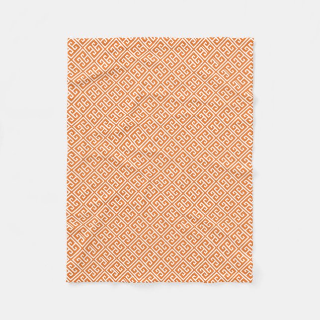 Couverture Polaire Motif de clé grecque Tangerine (Devant)