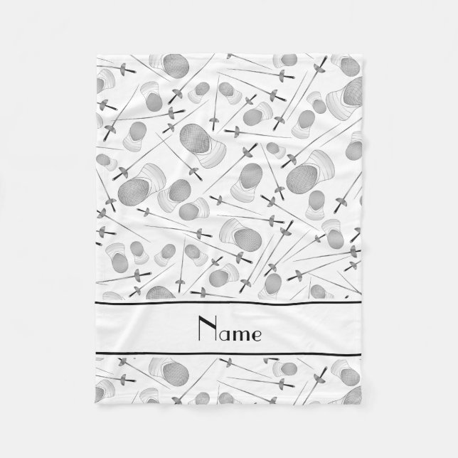 Couverture Polaire Motif de clôture blanc nommé personnalisé (Devant)