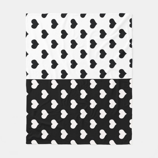 Couverture Polaire Motif de coeur Black White Love (Devant)