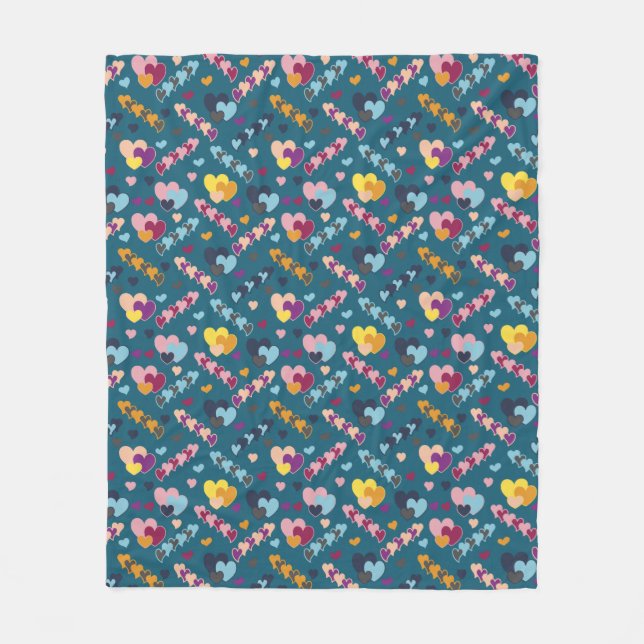 Couverture Polaire Motif de coeur coloré (Devant)