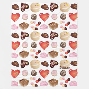 Couverture Polaire Motif de cœur de bonbon au chocolat coloré Nom per