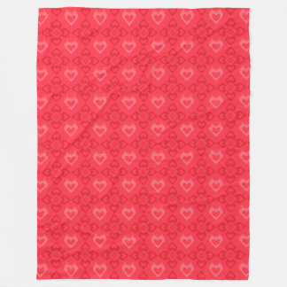Couverture Polaire Motif de coeur de style Ikat rouge