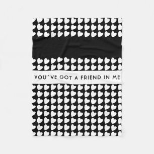 Couverture Polaire Motif de cœur noir et blanc Amitié