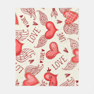 Couverture Polaire Motif de coeur pour la Saint-Valentin
