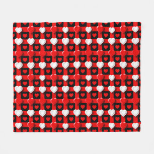 Couverture Polaire Motif de cœur rouge et blanc