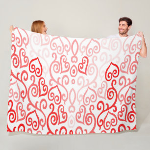 Couverture Polaire Motif de coeur rouge et rose