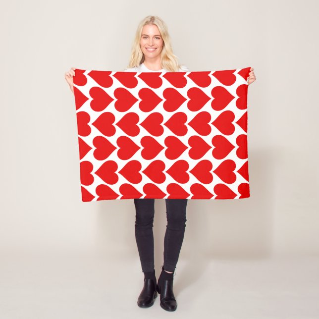 Couverture Polaire Motif de cœurs rouges, Romantique, Amour (En situation)