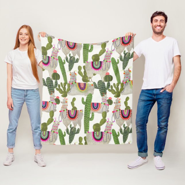 Couverture Polaire Motif de collection Llamarama (En situation)