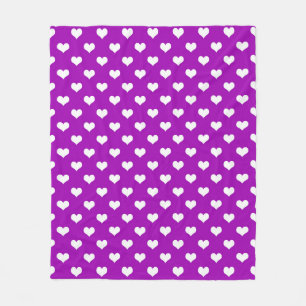 Couverture Polaire Motif de conception de cœur d'amour blanc violet 