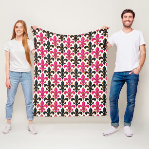 Couverture Polaire Motif de conception de fleur de lis baroque noir r