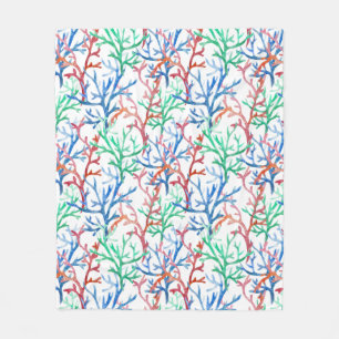 Couverture Polaire Motif de corail d'aquarelle