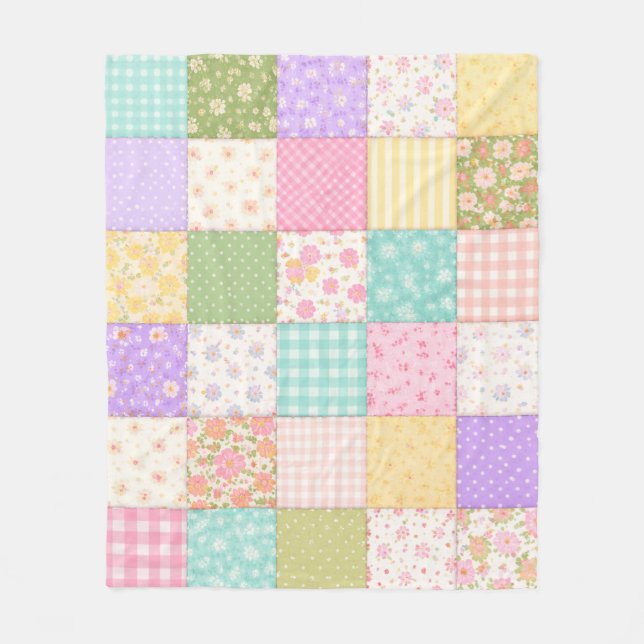 Couverture Polaire Motif de courtepoint patchwork Patel (Devant)
