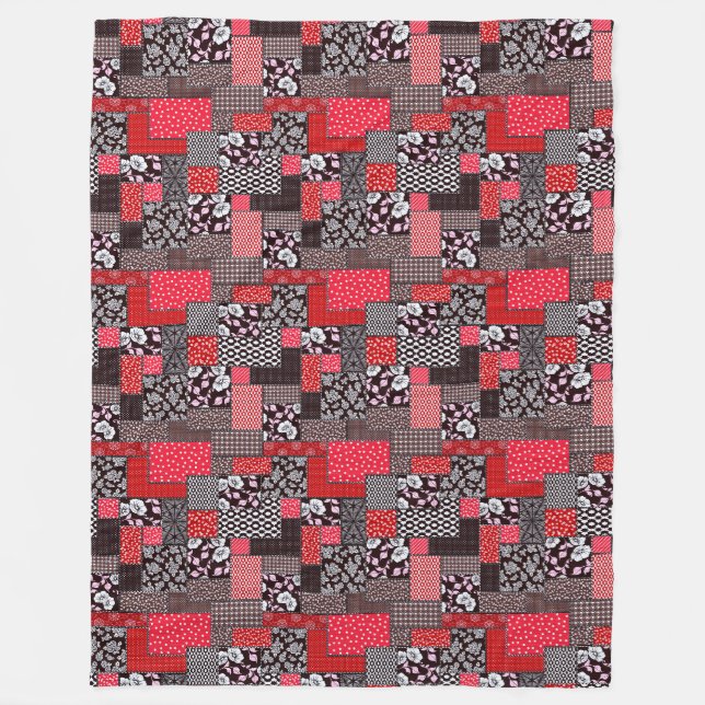 Couverture Polaire Motif de courtepointure florale patchwork rétro (Devant)