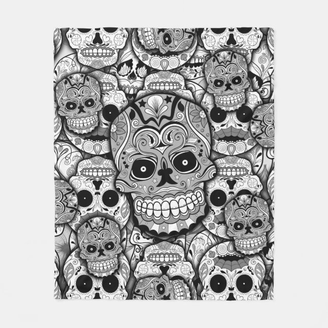 Couverture Polaire Motif de crânes de sucre (Devant)