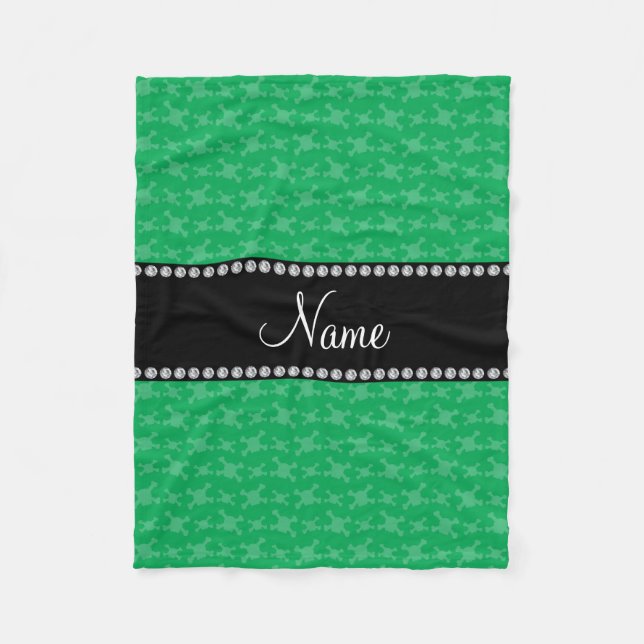 Couverture Polaire Motif de crânes verts de nom personnalisé (Devant)