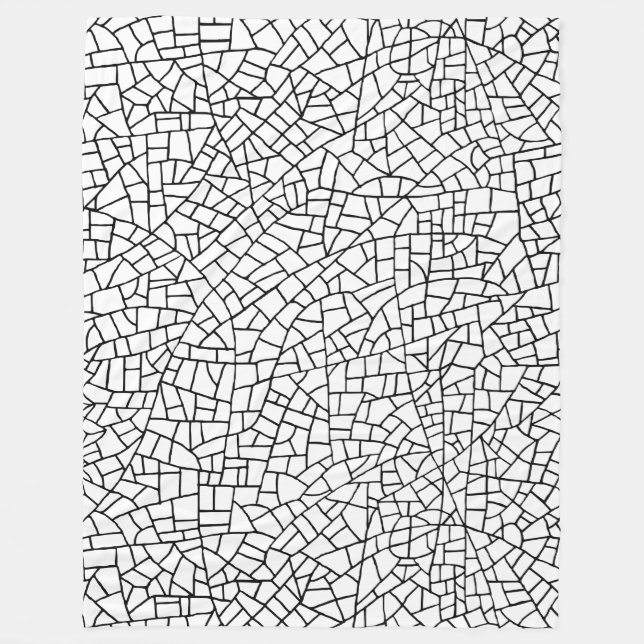 Couverture Polaire Motif de craquelures - Noir sur Blanc (Devant)