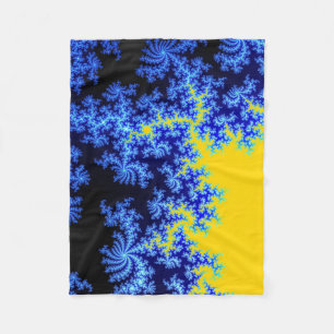 Couverture Polaire Motif de cristaux de glace bleu et jaune