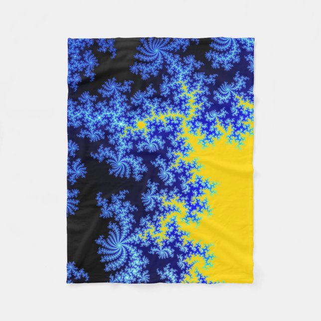 Couverture Polaire Motif de cristaux de glace bleu et jaune (Devant)
