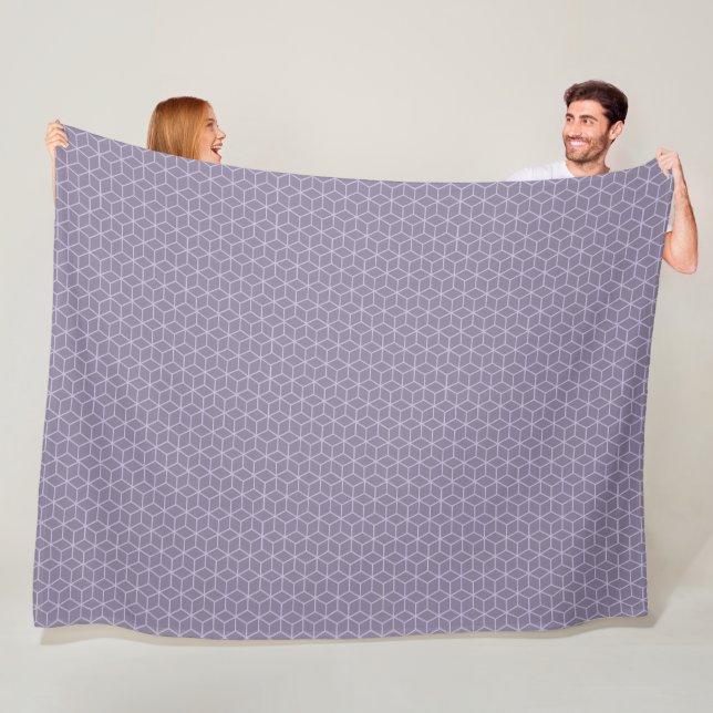 Couverture Polaire Motif de cubes géométriques violets modernes (En situation)