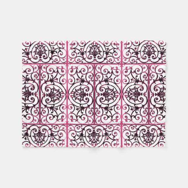 Couverture Polaire Motif de défilement Fuchsia (Devant (Horizontal))