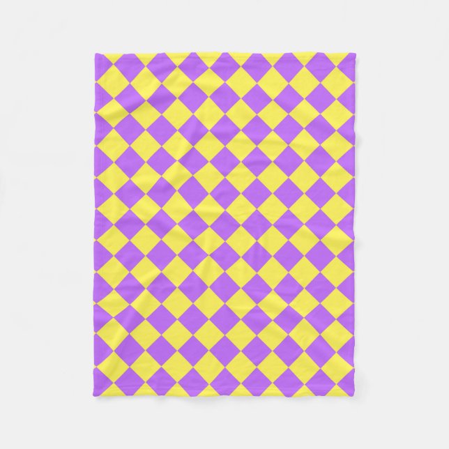 Couverture Polaire Motif de diamant jaune pourpre Checker (Devant)