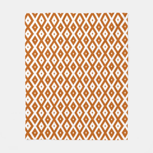 Couverture Polaire Motif de diamant orange et blanc brûlé (Devant)